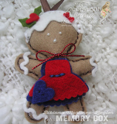 gingerbread ornaments in felt girl