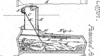 Patent drawing for a safety casket