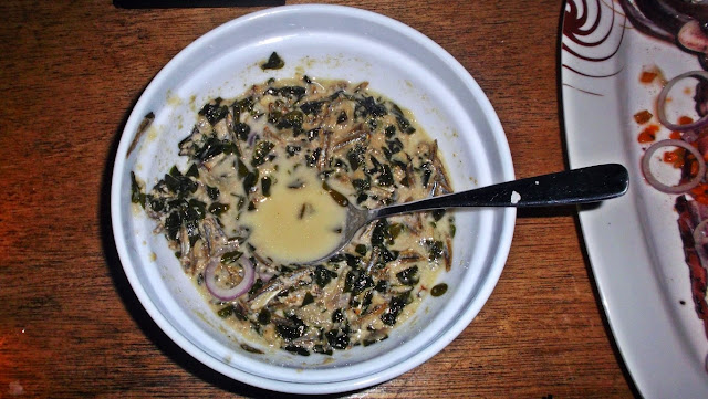 malunggay (horseradish) with anchovies in thick coconut milk at EWP Beach Resort in San Antonio, Dalupiri Island, Northern Samar