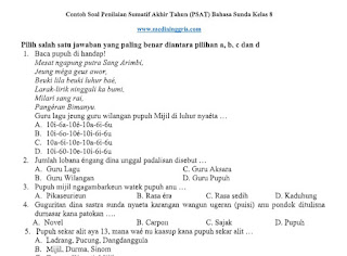 Download Contoh Soal, Kisi-Kisi, dan Kartu Soal Penilaian Sumatif Akhir Tahun (PSAT) Bahasa Sunda Kelas 8