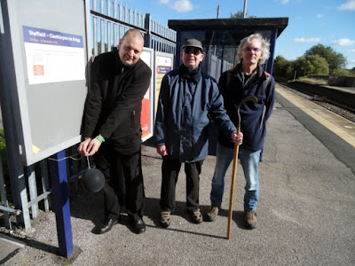 Picture: A Grim Reaper moment on Brigg railway station to mark the 25th anniversary in 2018 of the death of the town's Monday to Friday passenger train service -  reduced to Saturdays only - see Nigel Fisher's Brigg Blog