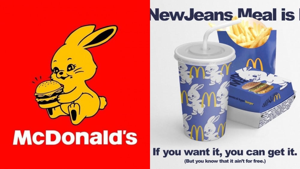 Imagen de un menú de McDonald con el nombre de la colaboración de NewJeans.