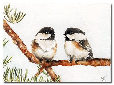 chickadee watercolour painting