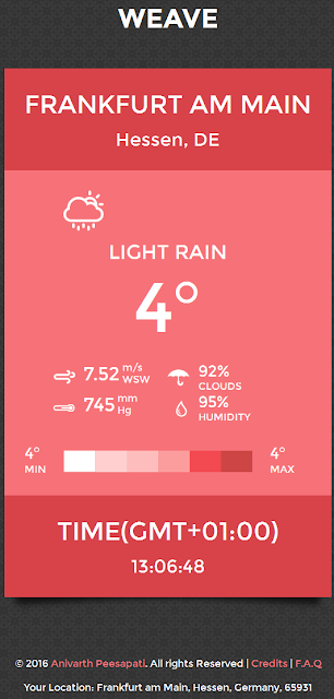 Weave - Live weather data using python bottle framework