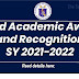 DepEd Academic Awards and Recognition SY 2021-2022