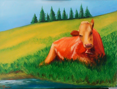 La vaca "Matilda" - Oleo sobre lienzo 60 cm x 50 cm