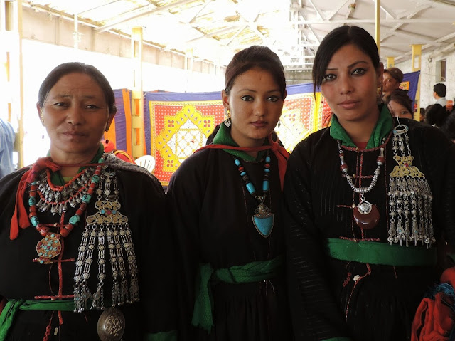 Ladakhi girls wearing ethnic jewelry 