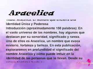 significado del nombre Aracelica