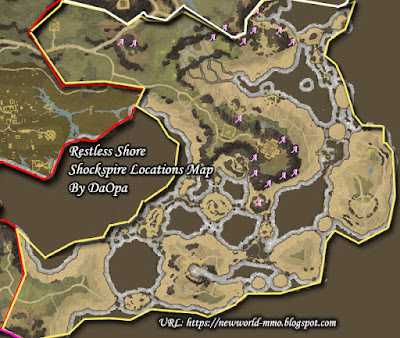 Restless Shore shockspire locations map