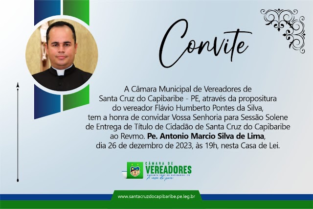 Padre Márcio receberá título de cidadão de Santa Cruz do Capibaribe