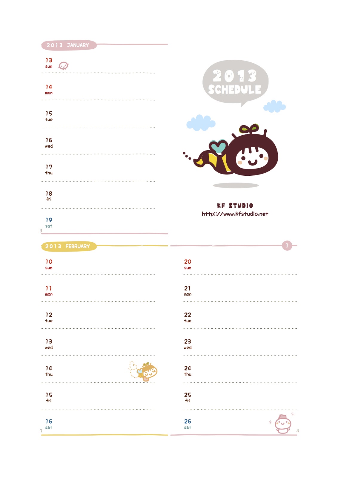 2013 Schedule & Planner ขนาดกระดาษ A6