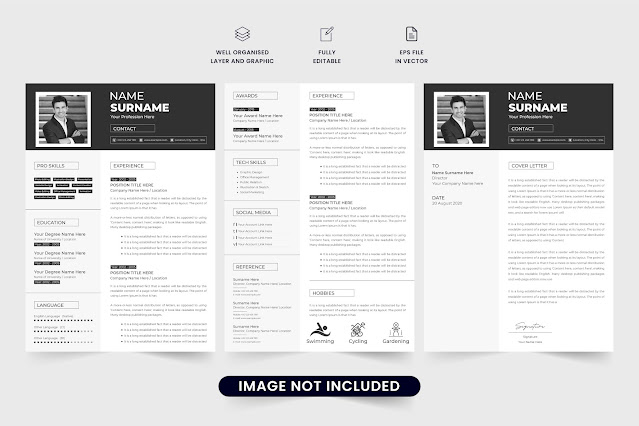 Corporate resume and cover letter vector free download