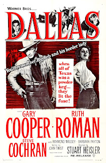 DALLAS. Cartel One Sheet, reposición 1956: 69 x 104 cms. Estados Unidos. DALLAS, CIUDAD FRONTERIZA. Dallas. 1950. Estados Unidos. Dirección: Stuart Heisler. Reparto: Gary Cooper, Ruth Roman, Steve Cochran, Raymond Massey, Barbara Payton, Leif Erickson, Antonio Moreno, Jerome Cowan, Reed Hadley, Gil Donaldson.