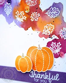 Sunny Studio Stamps: Harvest Happiness Watercolor Fall Leaves & Pumpkin Card by Vanessa Menhorn.