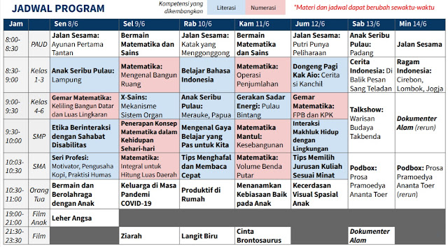 gambar jadwal tvri 8 juni sampai 12 juni 2020 sd smp sma