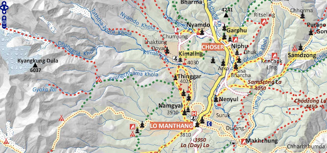 Upper Mustang Tiji Festival Trek Map