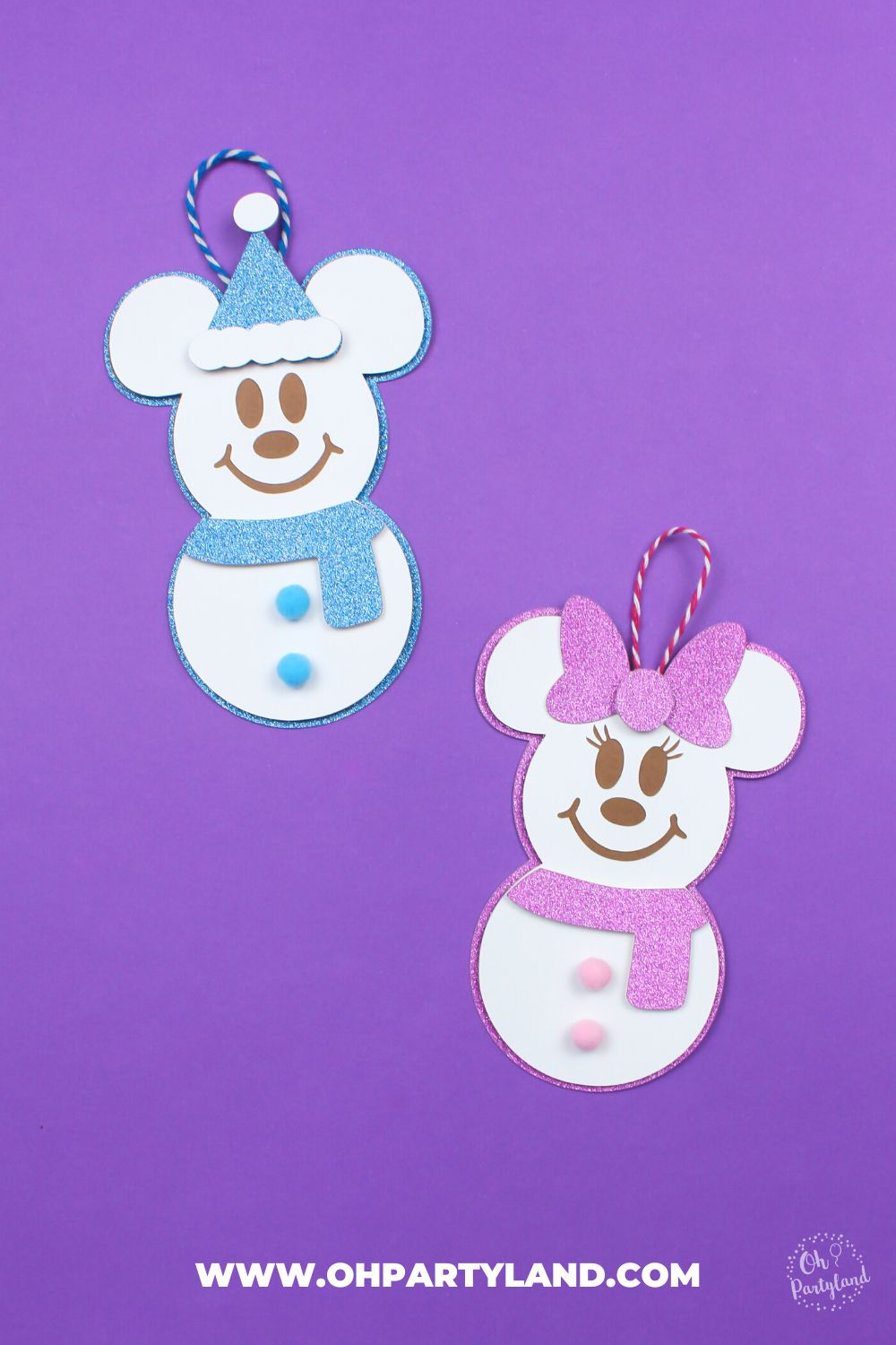 mickey mouse and minnie mouse snowman ornament