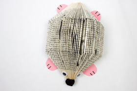 Easy Book Folding Art Craft- How to Make An Adorable Hedgehog out of paper books, a fun DIY book animal craft