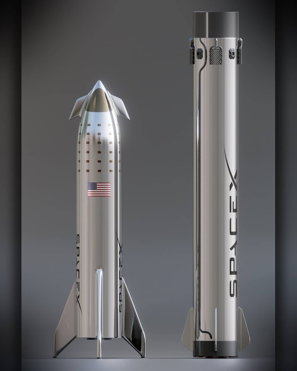 SpaceX Starship and Super Heavy model comparison by Kimi Talvitie