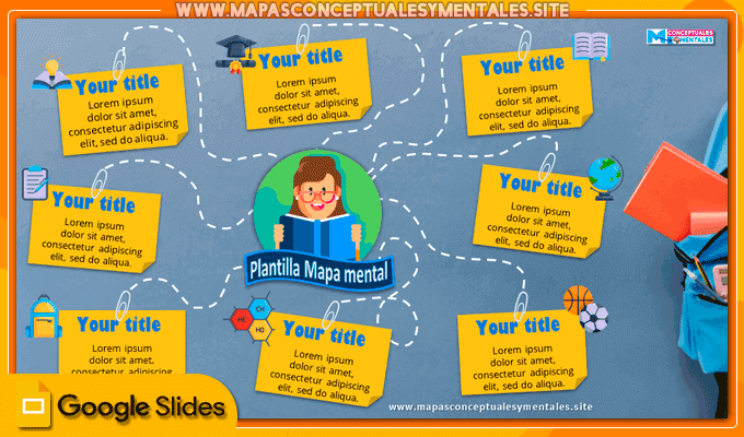 Plantilla de mapa mental educativo para editar en Google Slides