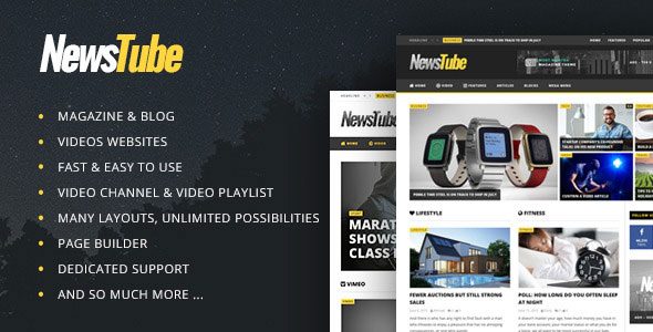 Free download NewsTube – Magazine Blog & Video WordPress theme