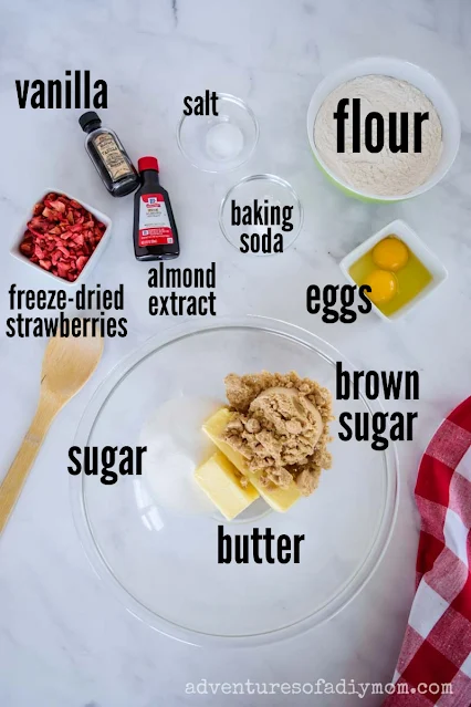 ingredients for strawberry cheesecake cookies