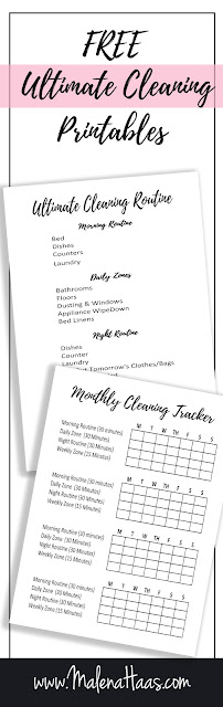 Free Double Sided Cleaning Inserts with Habit Tracker  - www.MalenaHaas.com