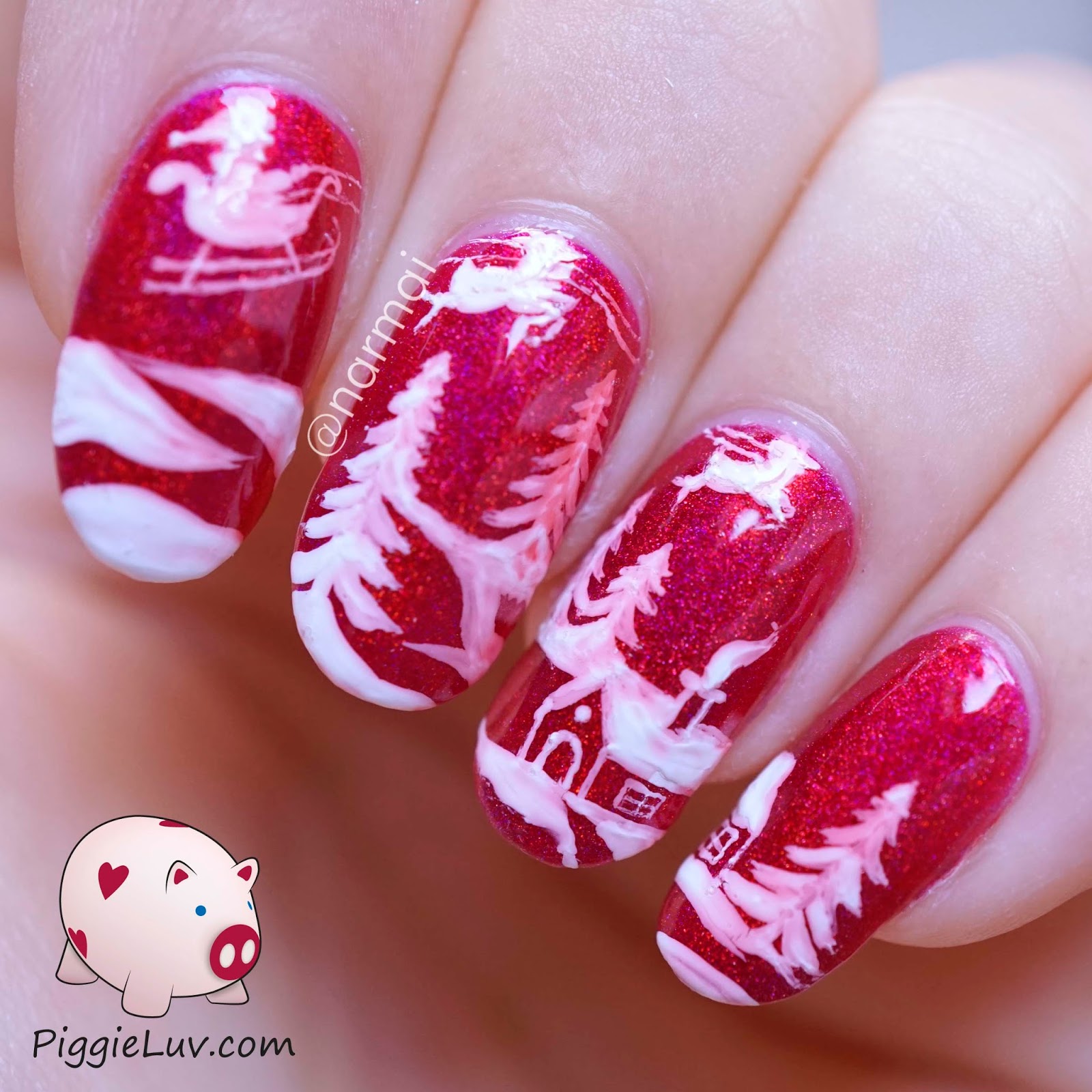 Red and White Christmas nail art - SoNailicious