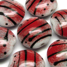 Lampwork Glass Lentil Beads