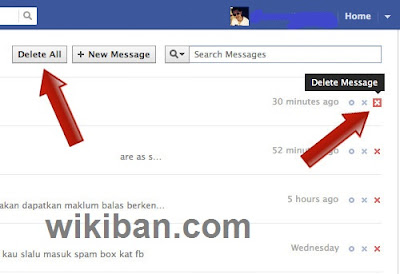 how to delete facebook messagess at oncce