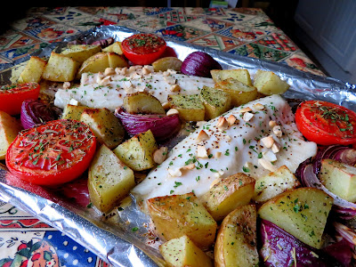 Sheet Pan Roasted Sea Bass Dinner for Two