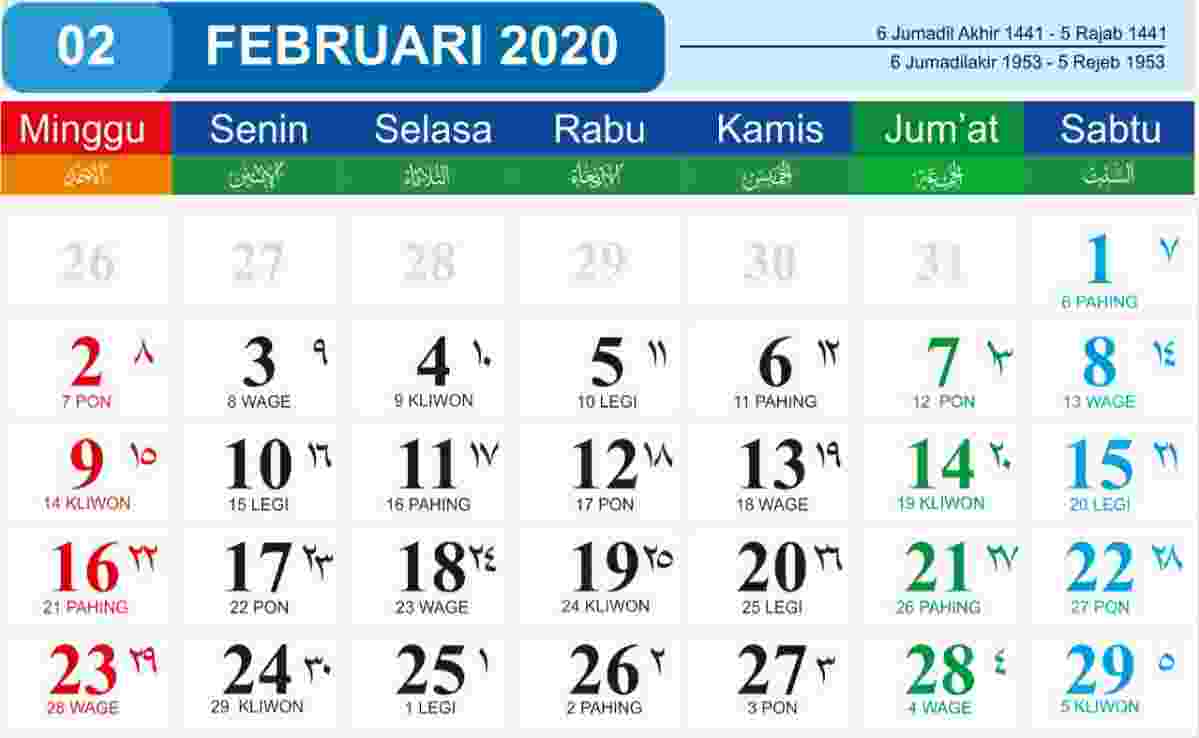 Download Desain Kalender 2020 Lengkap Format CDR Jasmani 