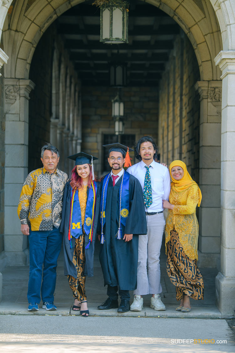 University of Michigan College Graduation Pictures with Family for international students by SudeepStudio.com