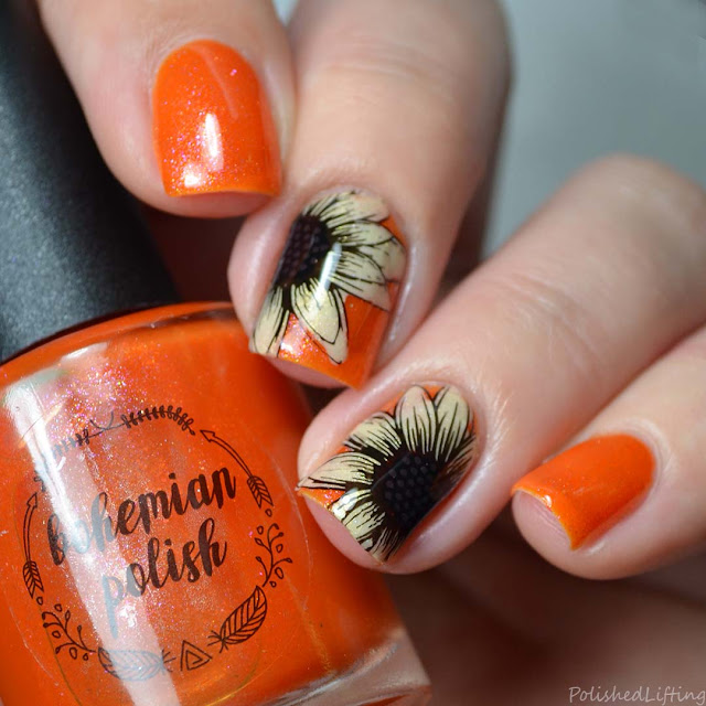 autumn sunflower nail art