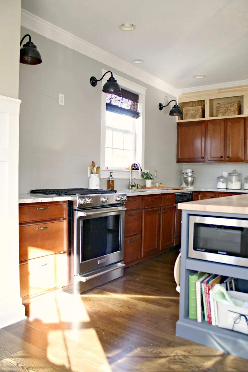 gray backsplash white cabinets