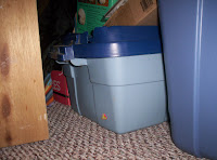 plastic tub in the closet