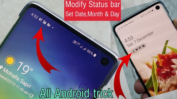 How to modify Samsung status  bar Add date and month 