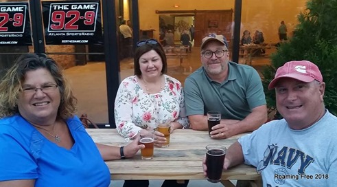 Enjoying a beer at Oconee Brewery
