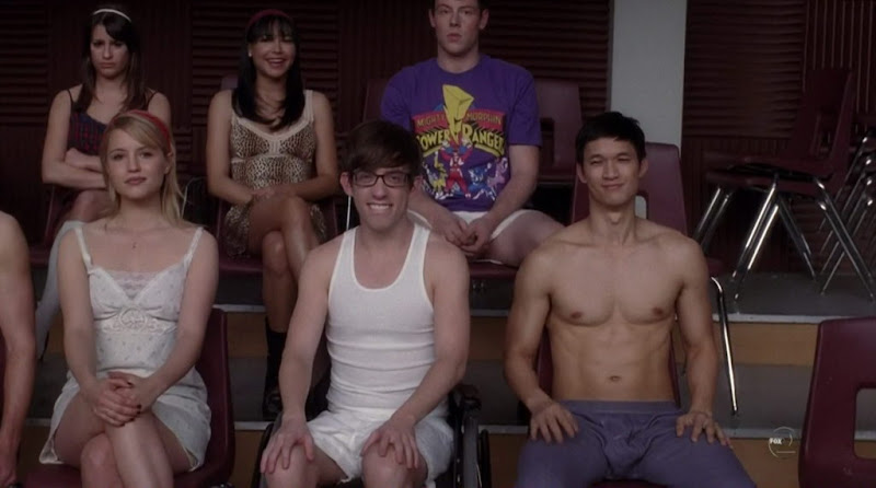 Chord Overstreet  and Harry Shum Jr. Shirtless on Glee s2e13