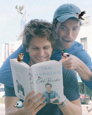 PLL actors Keegan Allen and Ian Harding with 'Odd Birds' memoir book