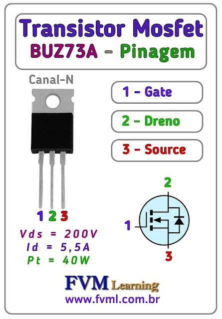 Pinagem-Pinout-Transistor-Mosfet-Canal-N-BUZ73A-Características-Substituição-fvml