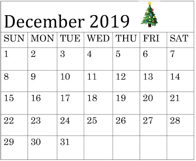  Printable December 2019 Calendar 