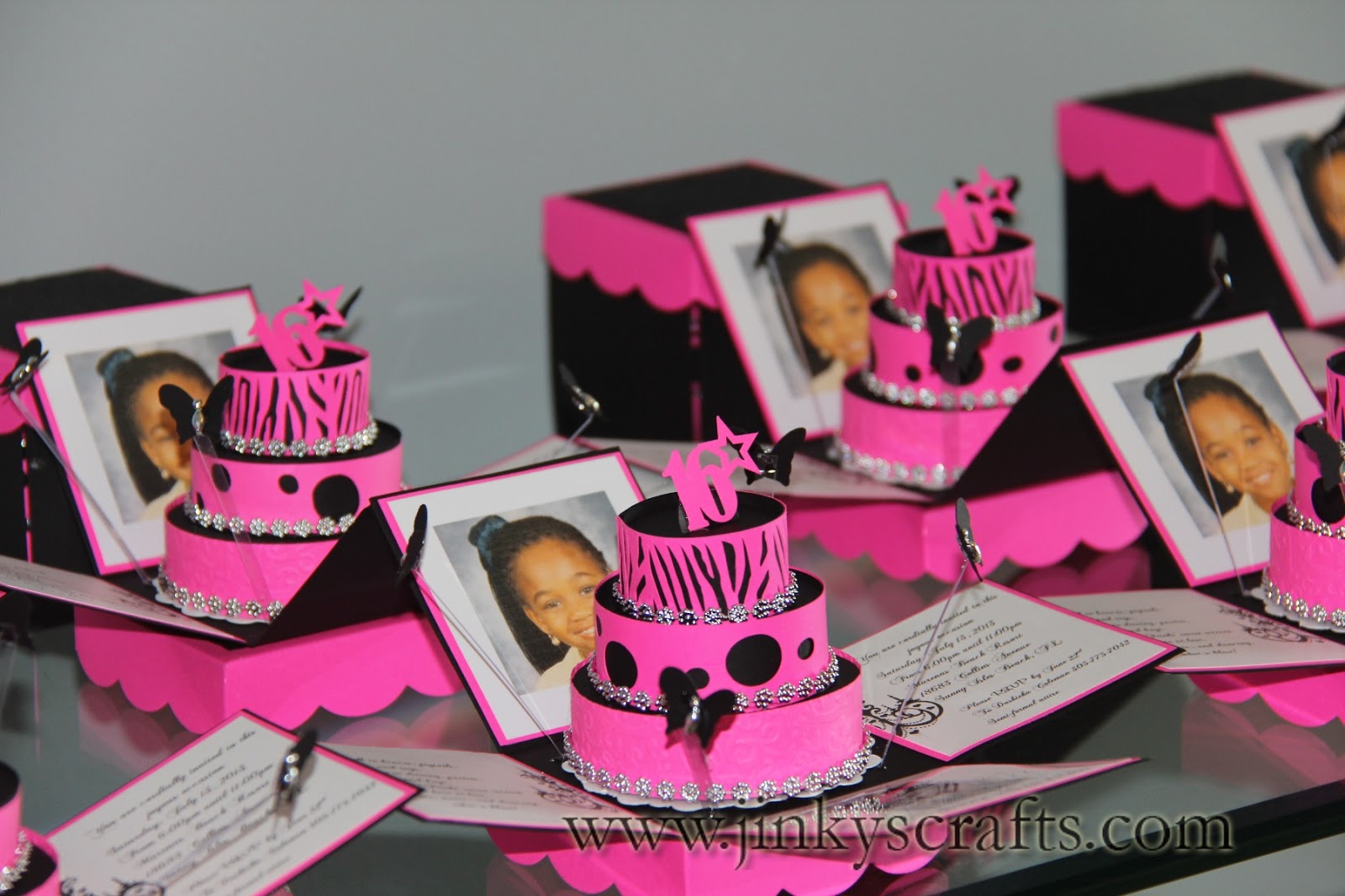 Jinky39;s Crafts amp; Designs: Hot Pink Zebra Print Cakes Invites
