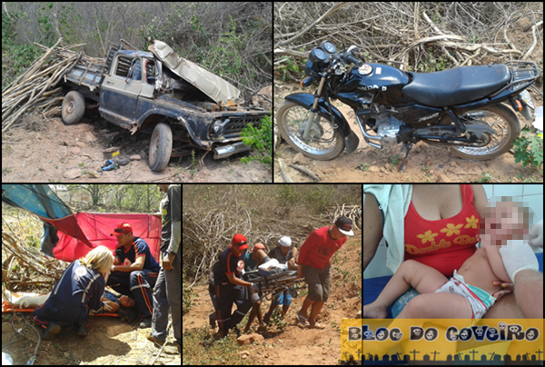 Grave acidente envolvendo caminhonete e uma moto deixa quatro feridos na zona rural de Cocal; Dois em estado grave 