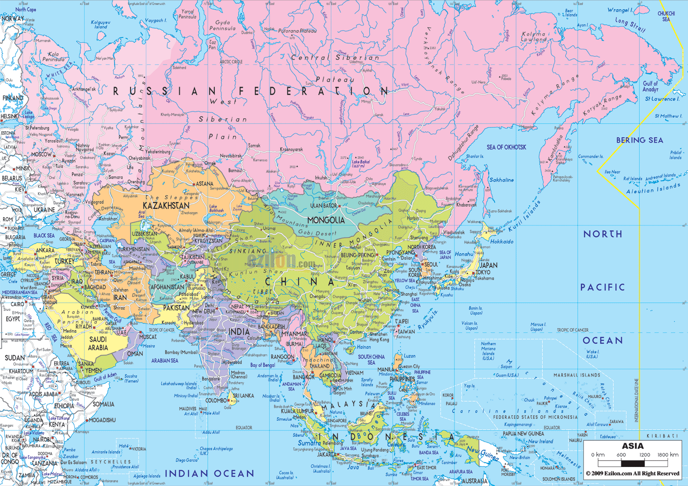 political map of Asia