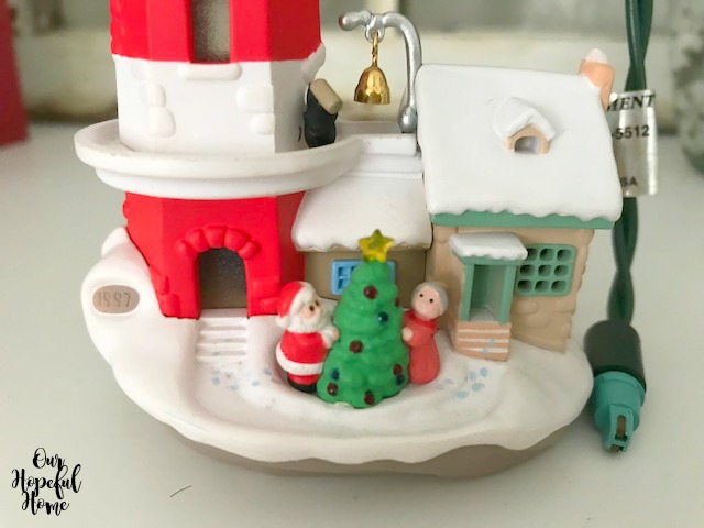 red white lighthouse ornament Santa Mrs. Claus Christmas tree