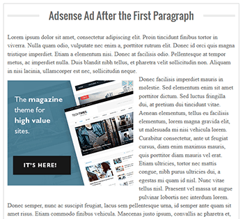 How to Insert Adsense Ad Inside Posts: After the First Paragraph