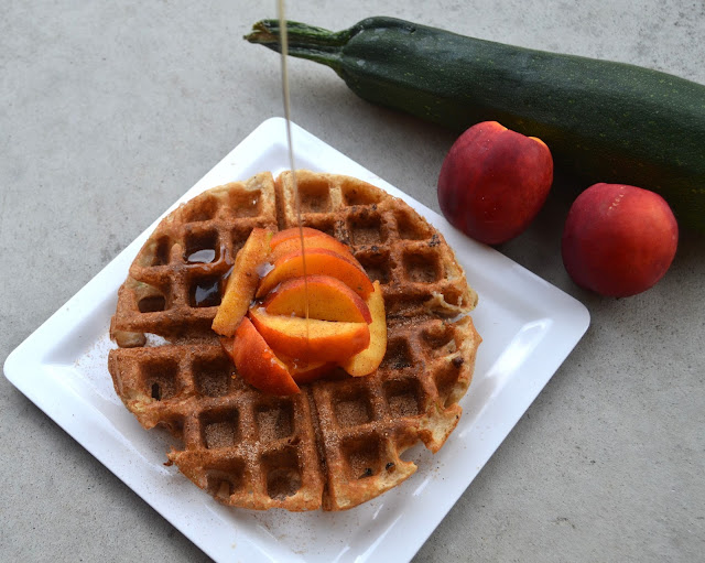 Peach Zucchini Protein Waffles