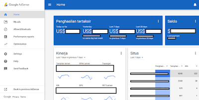 tampilan akun google adsense yang baru 2017