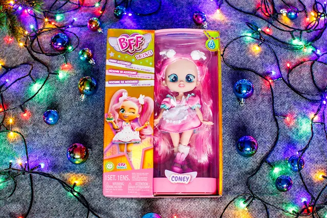 A BFF Talents doll with pink hair in packaging from the grown up cry babies range